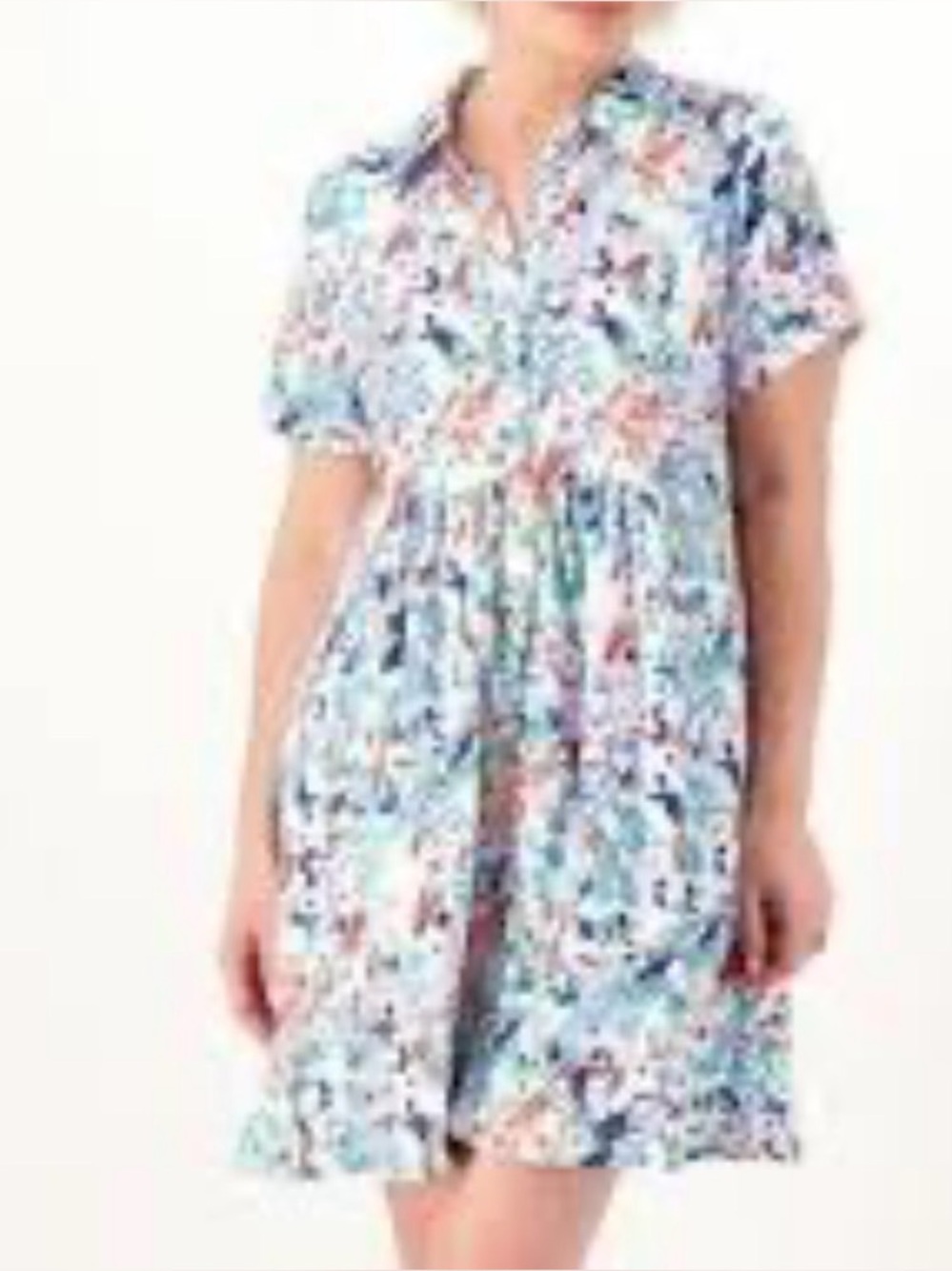 TOLANI Olivia Mini Babydoll Shirt Dress Retro Abstract Button Dopamine XL - Picture 2 of 9